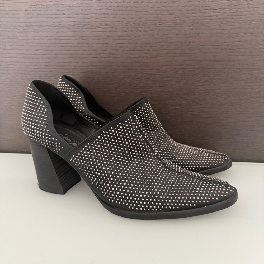 Free People Black Studded Block Heels Size EU 41